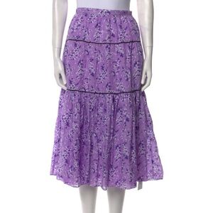 Ulla Johnson Lavender Floral Midi Skirt